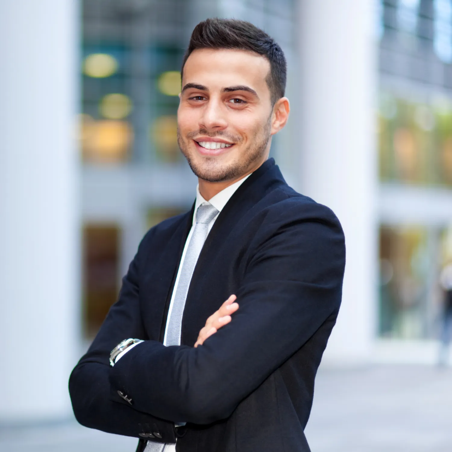 Confident person in suit